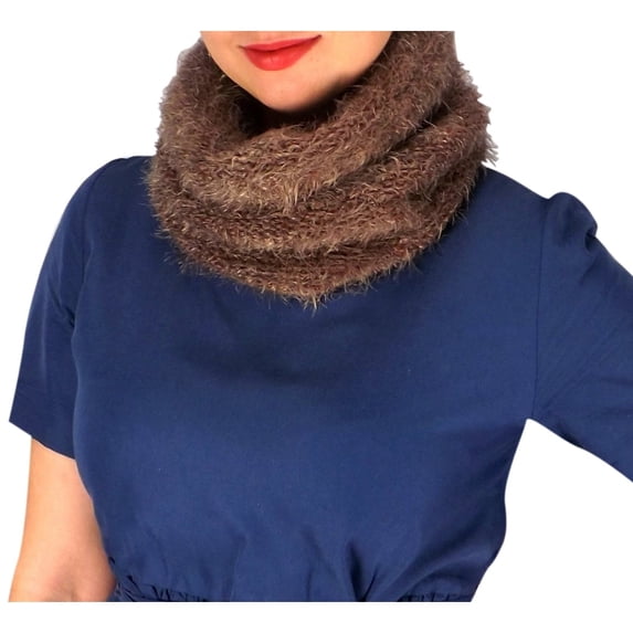 Double Layer Marled Knit Cowl Neck Infinity Loop Scarf Neck Warmer