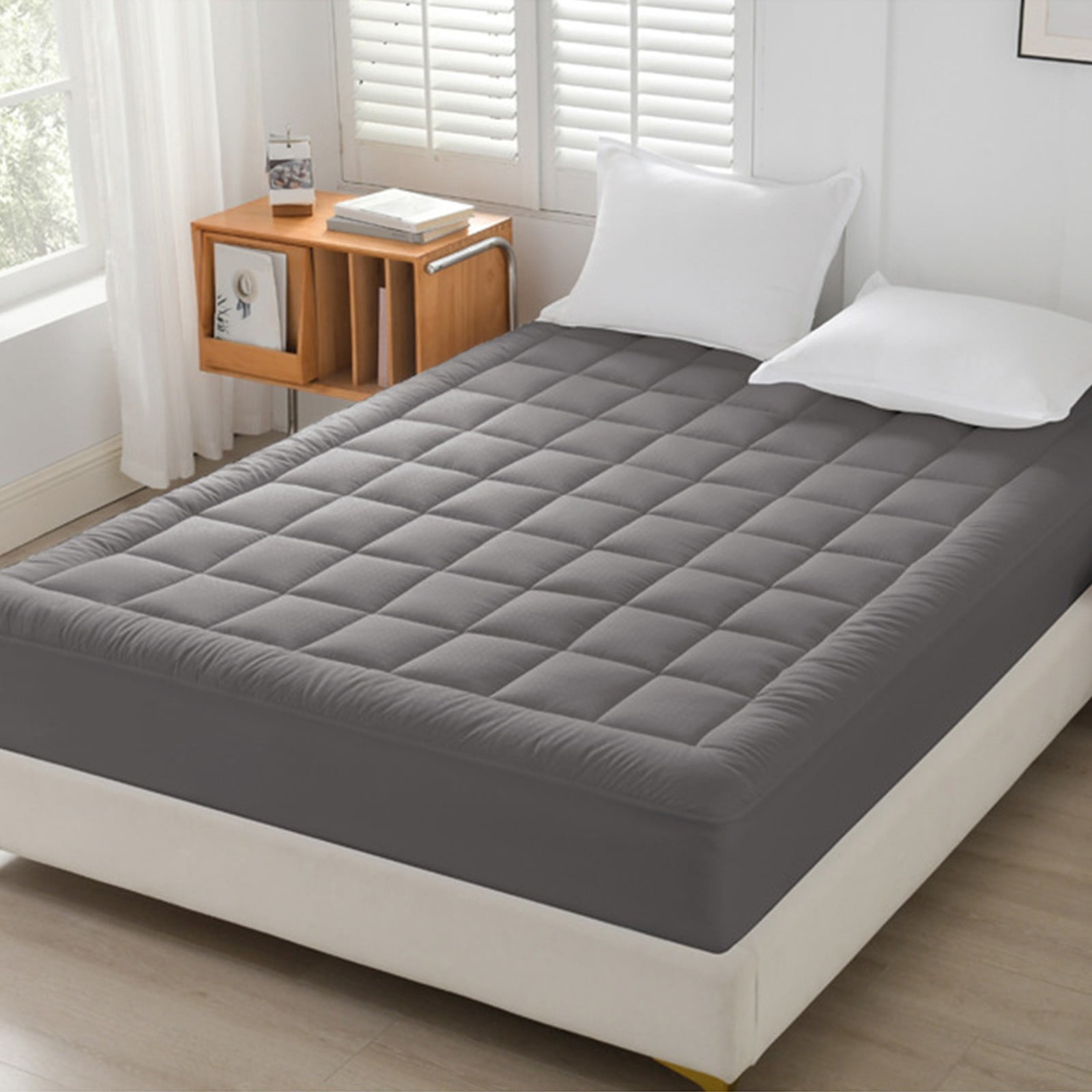 Pinmoco Full Mattress Pad Fitted Mattress Two sided Topper Protector Soft Comfortable Breathable