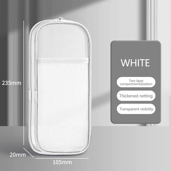 Double Layer Mesh Pencil Case Large Capacity Nylon Pen Bag Clear Stationery Storage Pouch For schooll Desk