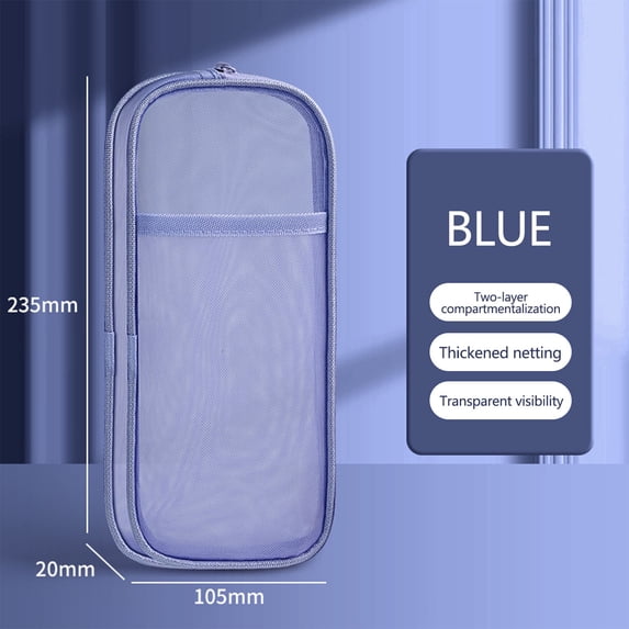Double Layer Mesh Pencil Case Large Capacity Nylon Pen Bag Clear Stationery Storage Pouch For schooll Desk