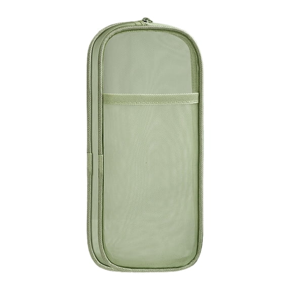 Double Layer Mesh Pencil Case with Zipper, Large Capacity Stationery Organizer, Transparent Portable Handheld Storage Bag for Office & Home Use