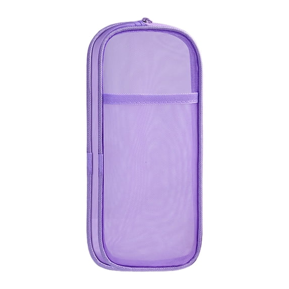 Double Layer Mesh Pencil Case with Zipper, Large Capacity Stationery Organizer, Transparent Portable Handheld Storage Bag for Office & Home Use