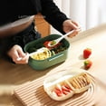 thumbnail image 1 of Double Layer Microwave Safe Bento Box with Dividers for Office Lunch Meal Prep, 1 of 7