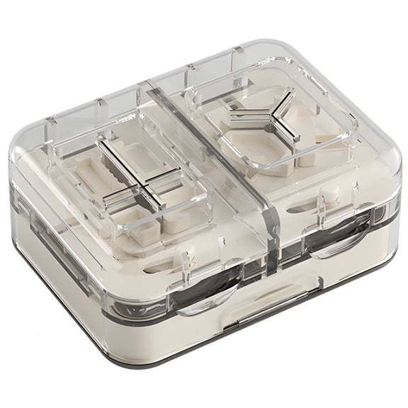Double-Layer Multifunction Pill Cutter Splitter, 4-Grid Sealed Design, Portable Medication Organizer with Storage, Moisture-Proof, Innovative Integrated Tablet Dispenser