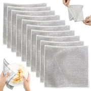 Double Layer Multifunctional Non-Scratch Wire Dishcloth, Steel Wire Dish Towel, Multipurpose Wire Dishwashing Rags for Wet and Dry 10PCS