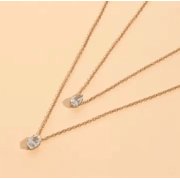 Double Layer Pear Clear Crystal Necklace, Gold