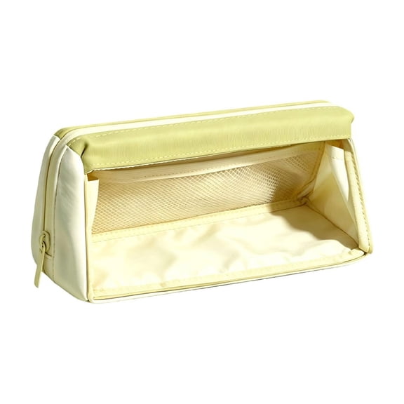 Double Layer Pencil Case, Clear Foldable Pen Bag With Phone Stand Design, Spacious Stationery Organizer, Wide Opening Storage Pouch For Writing Supplies