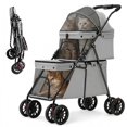 thumbnail image 1 of Double Layer Pet Stroller, Cat & Dog Pram, Lockable Wheels, Foldable, Simple Assembly, for Small‑Medium Sized Animals, Multi‑Pet Household, 1 of 10