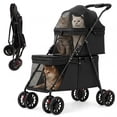 thumbnail image 1 of Double Layer Pet Stroller, Cat & Dog Pram, Lockable Wheels, Foldable, Simple Assembly, for Small‑Medium Sized Animals, Multi‑Pet Household, 1 of 10