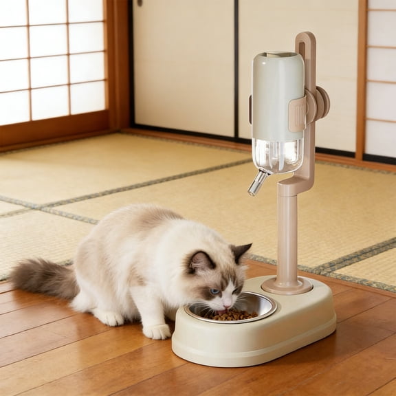 Double-Layer Pet Water and Food Feeder Feeding Station Intelligent Automatic Food Dispenser With Water Bottle Combined Bowl Daca For Easy To Up Meal Dispenser Small Animal