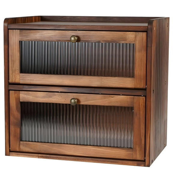 Double-Layer Pine Wood Bread Box, Flip Lid Bread Storage, Kitchen Pastry Organizer, Large Capacity, Easy Assembly, Natural Finish Bread Keeper