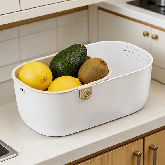 Double Layer Pistachio Bowl with Shell Storage and Holder, Pistachio Dish Hides Shells, Durable Snack Bowl, Double Layer Colander & Bowl for Fruits & Vegetables, 8.46x4.84X3.15inch