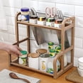 thumbnail image 1 of Double-Layer Plastic Kitchen Condiment Rack,Multifunctional Storage Organizer with Removable Shelves, Knife Holder & Hollow Sides for Spice Bottles, Dishcloths, Countertop Coffee, 1 of 6