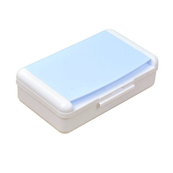 Double Layer Plastic Pencil Box with Separate Compartments and Snap Closure, Light Blue