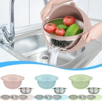 Double Layer Plastic Washing Basin, Kitchen Basket, Durable Plastic, 2-tier Draining Colander, for Washing Fruits and Vegetables, for Organizing Laundry, for Pantry Storage, Blue, by FAJHHA