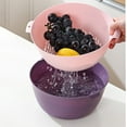 thumbnail image 1 of Double Layer Plastic Washing Basin Large Capacity Kitchen Sink Basket Dish Drying Rack Organizer for Fruits Vegetables Efficient Drainage Space Saving, UKHBMC | Purple, 1 of 9