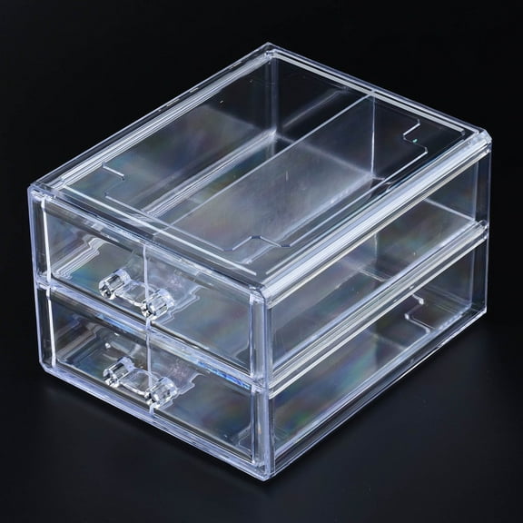 Double Layer Polystyrene Plastic Bead Storage Containers with 2 Compartments Organizer Boxes Rectangle Drawer Clear 19.4x15.2x11.5cm diy