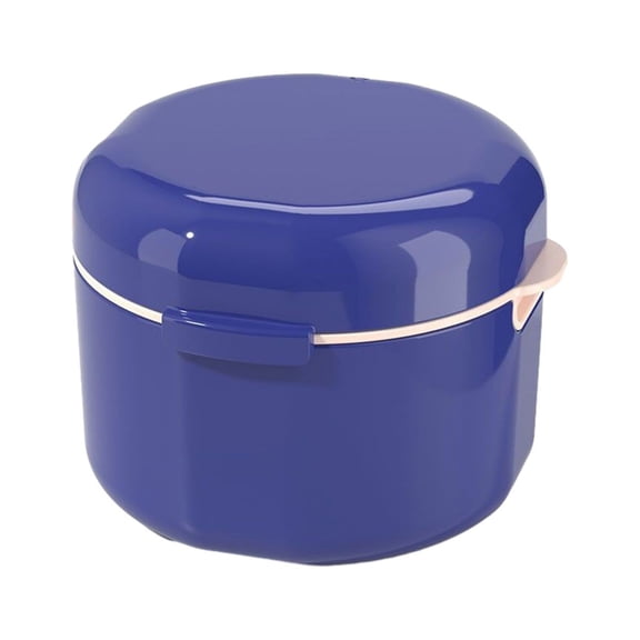 Double - Layer Portable Braces Storage Box - Large Capacity Retainer Case for Dentures, Durable Plastic with Clever Drainage Design,Blue
