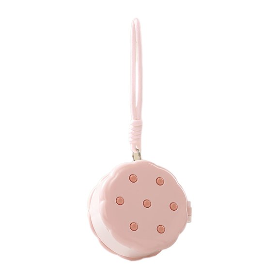 Double Layer Portable Storage Box for Powder Puff and Earrings, Cookie Inspired Plastic Organizer with Hanging Rope