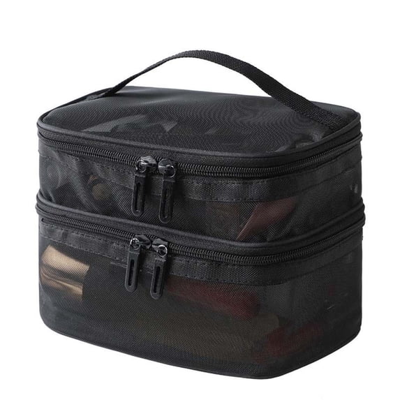 Double Layer Portable Storage Toiletry Bag, Transparent Travel Storage Bag, Minimalist Design, Large Capacity Organize Gear, Travel Gear, Vacation Essentials, Waterproof Zippered Closure,