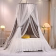 thumbnail image 1 of Double Layer Princess Round Dome Canopy Bed Curtain for Girls Adults,Children Dreamy Mosquito Net,Cute Bedroom Decoration Castle Play Tent Reading Nook Canopies(Dome-Grey/White), 1 of 14