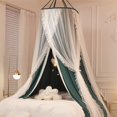 thumbnail image 1 of Double Layer Princess Round Dome Canopy Bed Curtain for Girls Adults,Children Dreamy Mosquito Net,Cute Bedroom Decoration Castle Play Tent Reading Nook Canopies (Blackish Green/White), 1 of 7