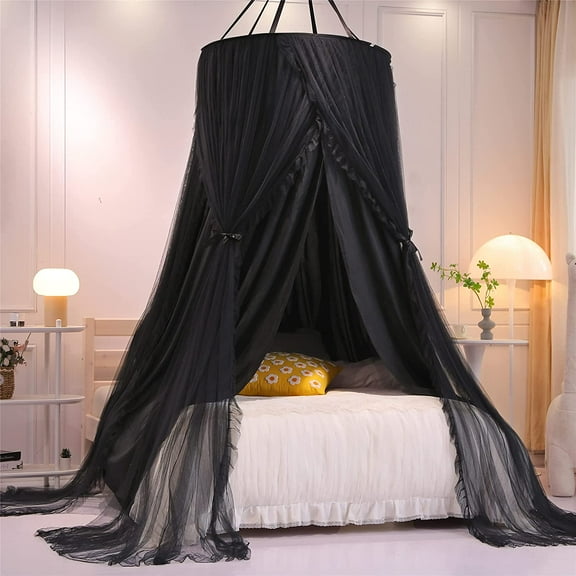 Double Layer Princess Round Dome Canopy Bed Curtain for Girls Adults,Children Dreamy Mosquito Net,Cute Bedroom Decoration Castle Play Tent Reading Nook Canopies(Dome-Double )
