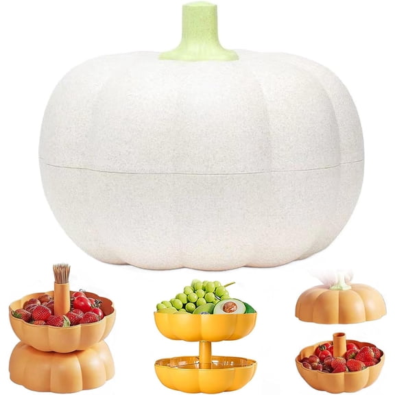 Double Layer Pumpkin Fruit Plate, Pumpkin Snack Bowl Serving Tray, Halloween Candy Tray, for Halloween Candy Fruit