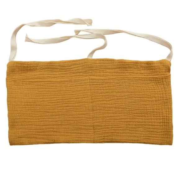 Double-Layer Pure Cotton Bedside Storage Bag Ginger Yellow， Baby Nursery Organizer for Clothing Toys Hanging Storage Bag 5 Pockets Bedside Caddy Pockets Bedside Storage Bag Caddy Hanging Organization