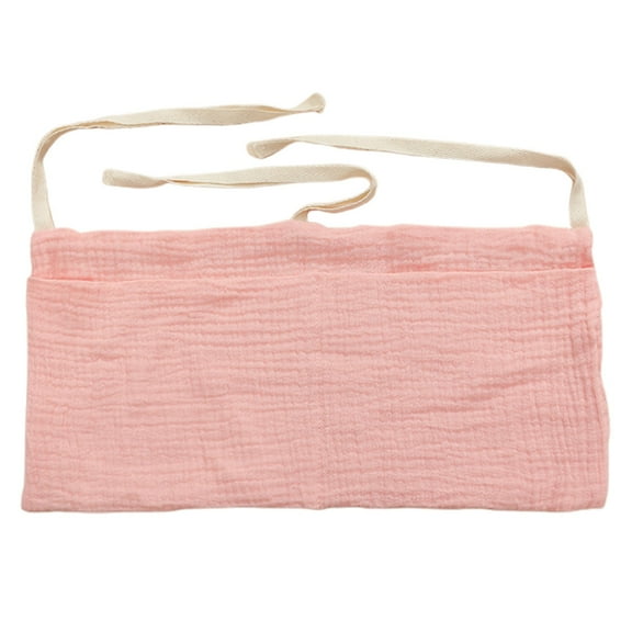 Double-Layer Pure Cotton Bedside Storage Bag Pink, Baby Nursery Organizer for Clothing Toys Hanging Storage Bag 5 Pockets Bedside Caddy Pockets Bedside Storage Bag Caddy Hanging Organization for Baby