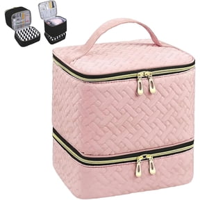 Double-Layer Quilted Nail Polish Storage Bag, Large Capacity Handbag with Nail Polish Compartment, Waterproof Storage Design, For Manicure Tools Essentials(#I)