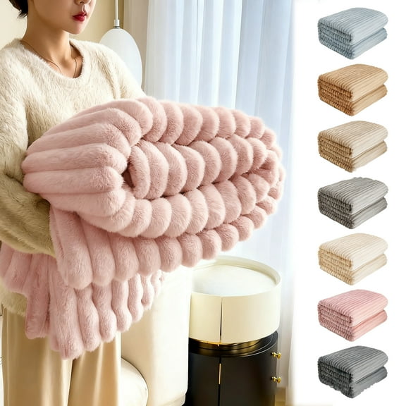 Double Layer Raschel Blanket Soft Thick 70x100cm Polyester Bedding(Pink) ,Hulucky