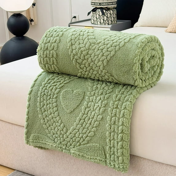 Double Layer Raschel Blanket Soft Thick Warm • Striped Plush Throw for Bed or Sofa • Cozy Polyester Fleece • Winter Essential • Multiple Colors 100x70cm