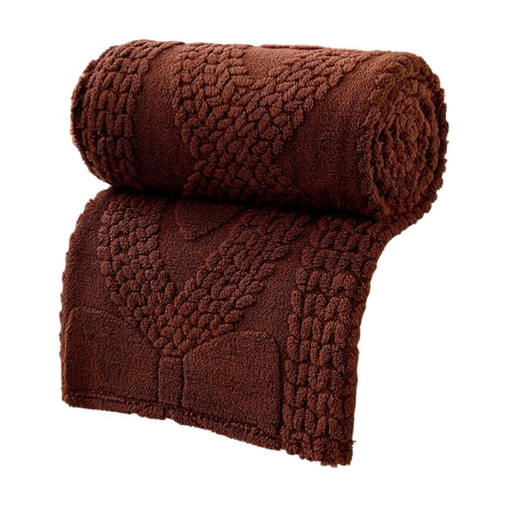 Double Layer Raschel Throw Blanket 39x27 Inches - Soft Plush Polyester, Brown Warming Blanket for Bed, Couch | Cozy Winter Bedding