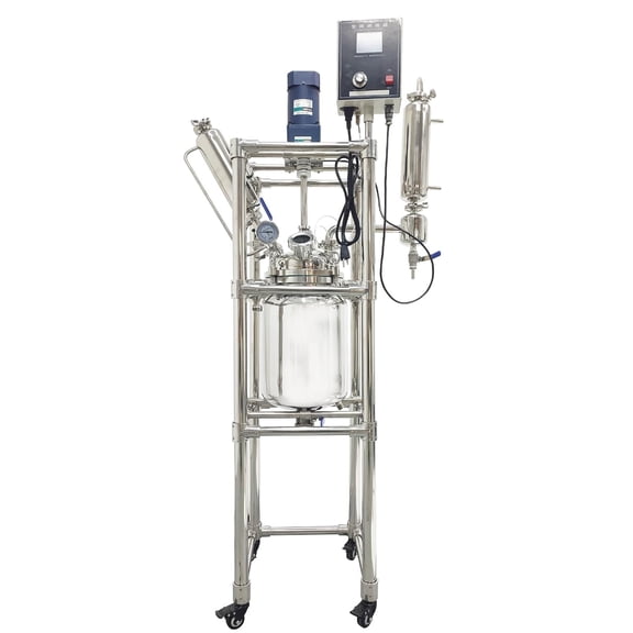 Double-Layer Reaction Kettle Laboratory Jacketed Glass Reactor Adjustable Speed 10L