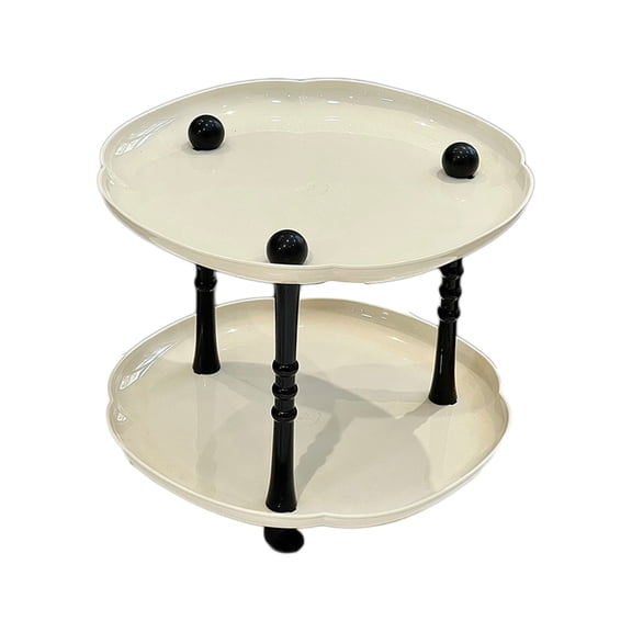 Double Layer Round Tray, Two Tier Snack Organizer, Candy Dish Serving Platter, Living Room Desktop Storage, White Decorative Holder for Keys Fruit Nuts