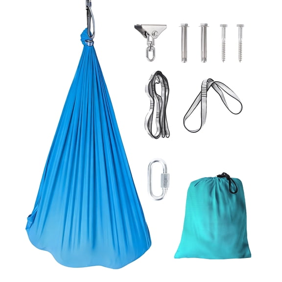Double-Layer Sensory Hammock Swing for Kids & Adults – Indoor Calming Compression Chair – Soft Fabric – Deep Pressure Therapy – Heavy Duty Hardware – Blue