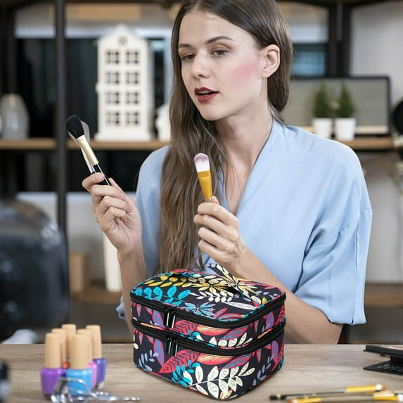 Double-Layer Sewing Organizer Box with Multiple Pockets - Large 9.8x8.6x6 Inch Storage Bag for Thread, Needles, Scissors & Sewing Accessories - Portable Travel Case for Women, DIY Crafters