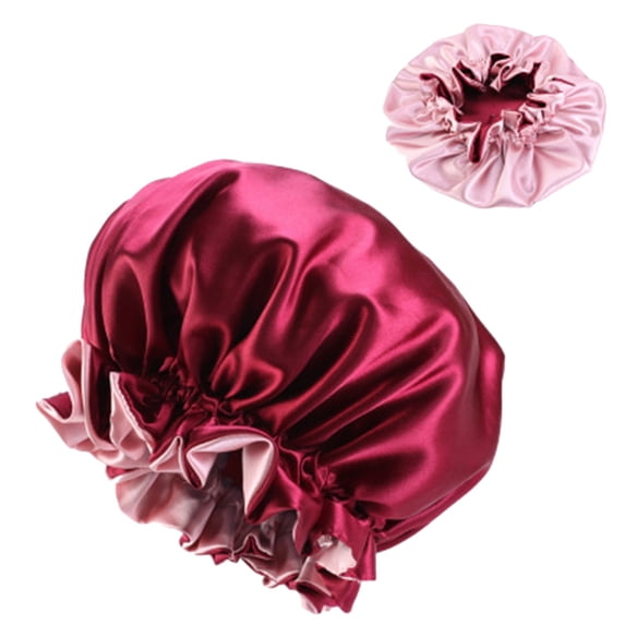 Double Layer Silk Bonnet Sleeping Cap with Satin Band for Hair and Styling Comfort