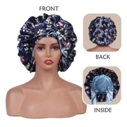 Double Layer Silk Sleep Cap for Curly Hair – Adjustable Tie Band Hair Bonnet for Frizz Control and Moisture Retention by ROHAJSHOP