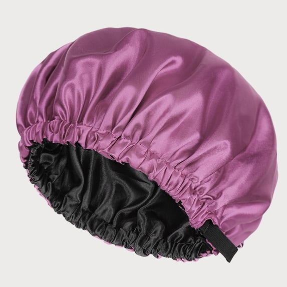 Double Layer Silk Sleep Cap for Long Hair - Adjustable Satin Bonnet with Button, Hair Protection for Night, Curls & Frizz Control, Light Purple