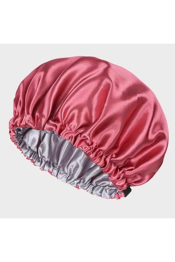 Double Layer Silk Sleep Cap for Long Hair - Adjustable Satin Bonnet with Button, Hair Protection for Night, Curls & Frizz Control, Red