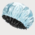 thumbnail image 1 of Double Layer Silk Sleep Cap for Long Hair - Adjustable Satin Bonnet with Button, Hair Protection for Night, Curls & Frizz Control, Sky Blue, 1 of 5