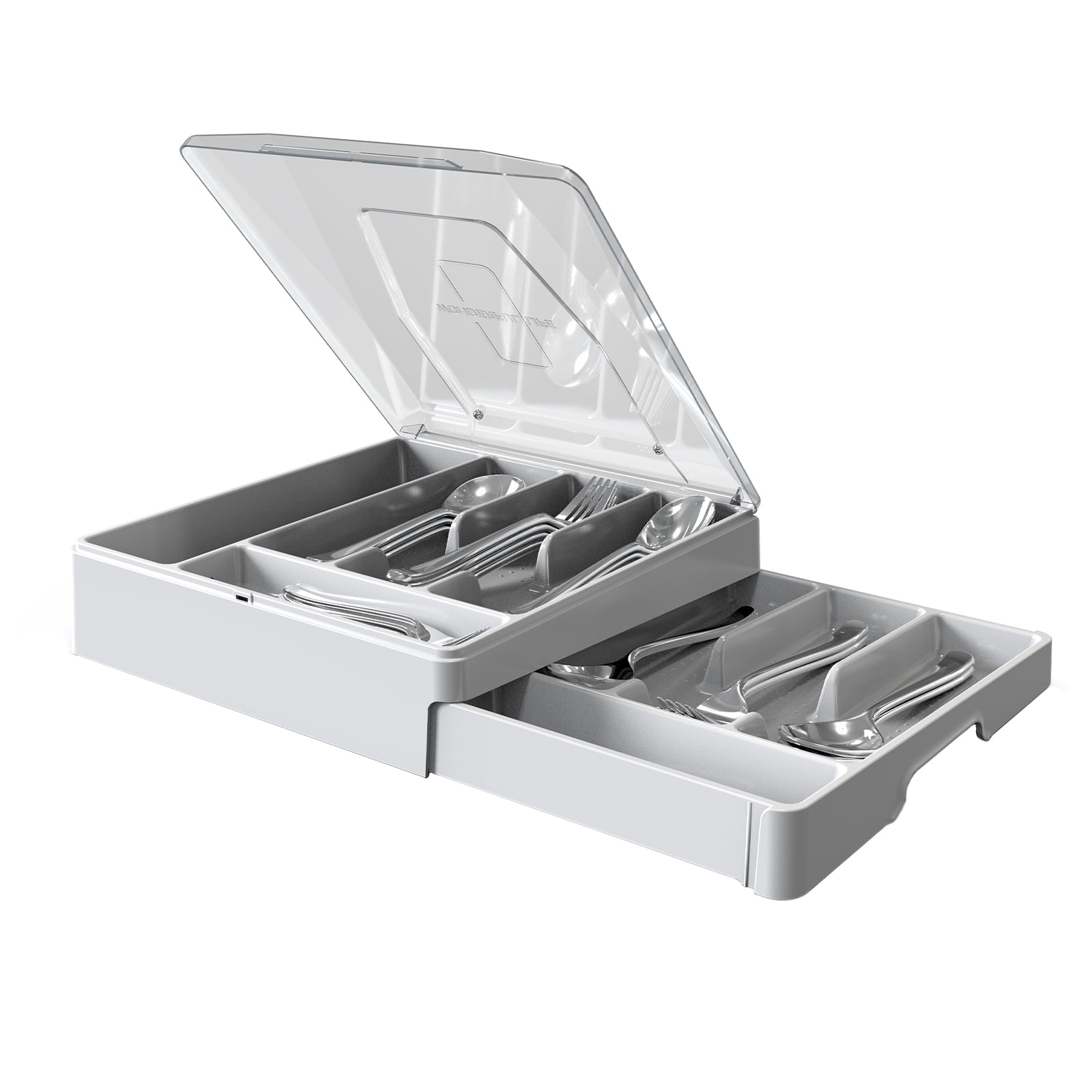 OMAIA Kitchen Drawer Organizer, 2-Tier Knife Holder - Expandable Cutlery Tray for Silverware, Flatware, Utensils - Non-BPA Plastic, Dishwasher-Safe