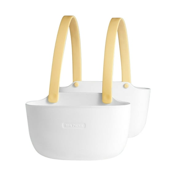 Double Layer Sink Storage Basket Hanging Bag, Tpr Sponge Holder with Quick Drain Holes & Adjustable Hook, Non-slip Organizer for Kitchen, Bathroom Faucet Tools & Cleaning Supplies,Vsgery