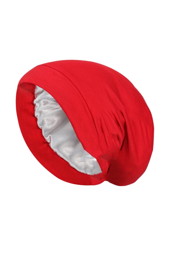 Double Layer Sleep Cap, Elastic Wrap Head Bonnet, Soft Fabric Head Cover, Multi Functional Rest Hat, Comfortable Headwear For Long Time Wearing,Red