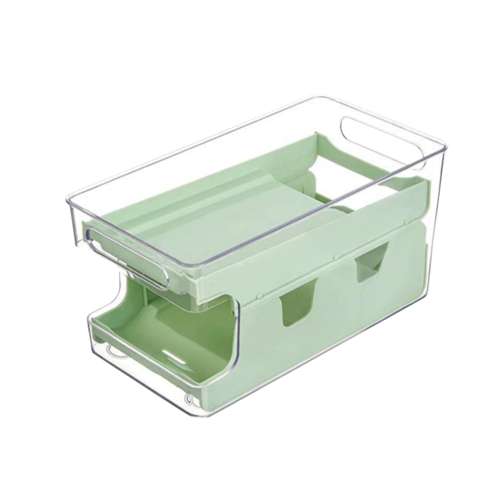 Double Layer Slide Egg Organizer Refrigerator Egg Rack, Stackable Egg Dispenser Shockproof Rolling Egg Tray Egg Storage With Lid For Eggs.