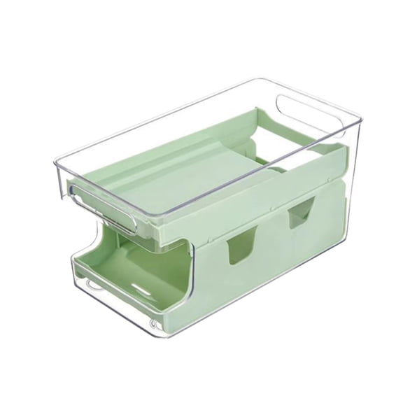 Double Layer Slide Egg Organizer Refrigerator Egg Rack, Stackable Egg Dispenser Shockproof Rolling Egg Tray Egg Storage With Lid For Eggs.