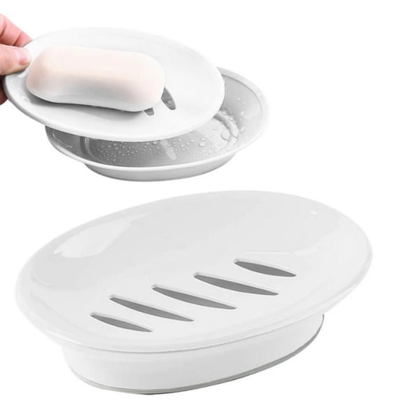 Double Layer Soap Box Large Plastic, European Style Soap Dish for Laundry Bar Soap, Bathroom Accessory Draining Holder, Rustproof, Fits Standard Size