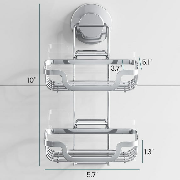 Double Layer Soap Dish Holder, Rustproof Stainless Steel Suction Cup for Bathroom & Kitchen